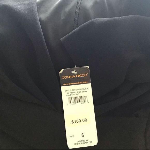 DONNA RICCO Dress 3/4 Sleeve Deep V Ruched Front Zip Up In Back Lined Size 6 NWT - Picture 7 of 7